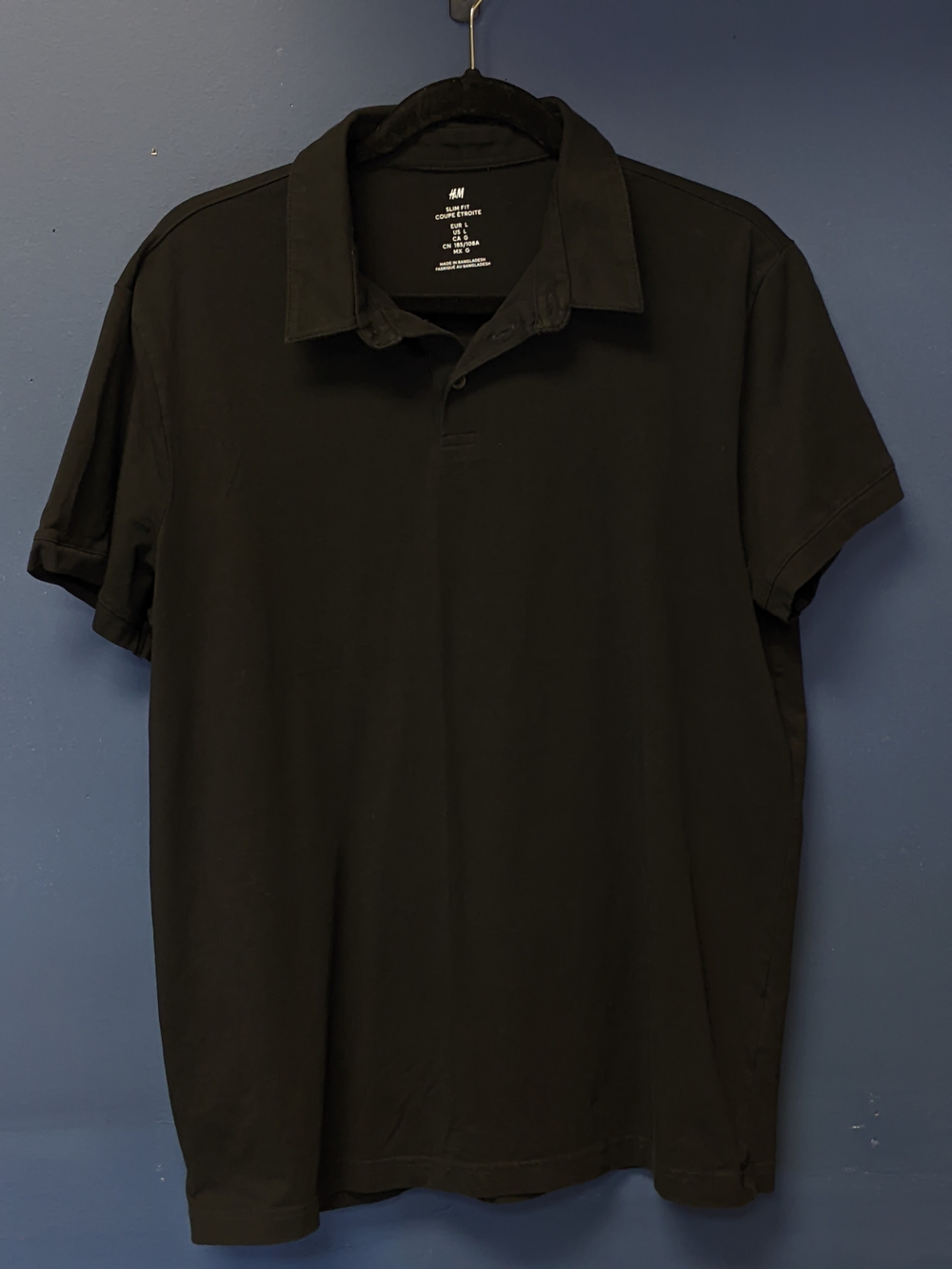 H&M Men’s Black Polo Shirt - Size L - Used